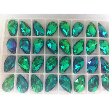 Emerald Flat Back Glass Beads Buttons